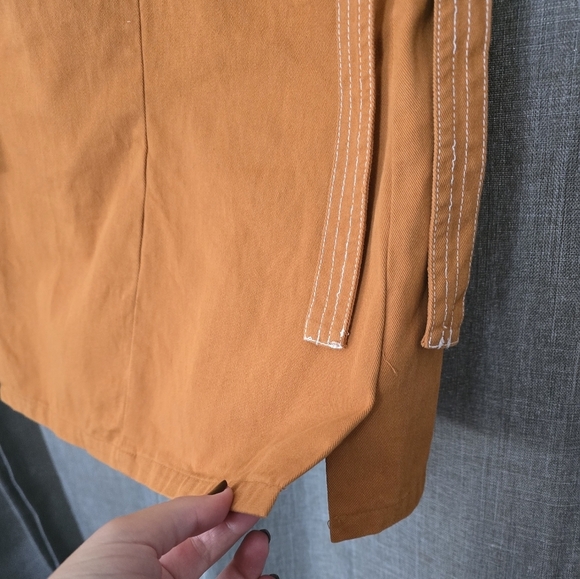 AmyLynn mini shift dress w/ tie shoulders & contrast stitching XS Orange V Neck - Picture 3 of 9